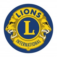 TOPPA RICAMATA BLU ROYAL LIONS CLUB INTERNATIONAL DIAM. 13 CM