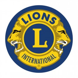 TOPPA RICAMATA BLU ROYAL LIONS CLUB INTERNATIONAL DIAM. 13 CM