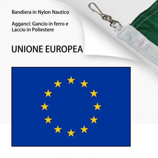 Bandiera Dell'unione Europea Con Grandi Pieghe Che Ondeggiano Da Vicino - Foto 6