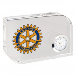 OROLOGIO DA TAVOLO CON BASE IN PLEXIGLASS ROTARY CLUB INTERNATIONAL