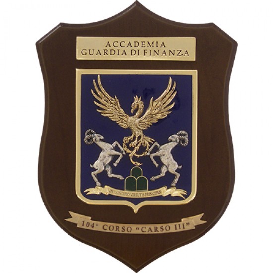 Crest araldico accademia 104° Corso Carso III Guardia di Finanza con spilla 
