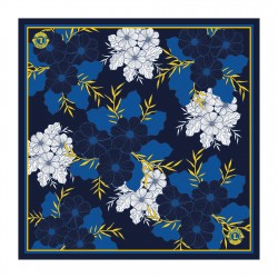 FOULARD IN SETA 100% CON FIORI BIANCHI E BLU LIONS CLUB INTERNATIONAL