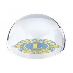 FERMACARTE IN CRISTALLO LIONS CLUB INTERNATIONAL diam. 8,5 cm