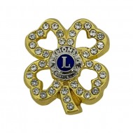 SPILLA QUADRIFOGLIO CON STRASS LIONS CLUB INTERNATIONAL 