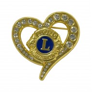 SPILLA CUORE CON STRASS E LOGO LIONS INTERNATIONAL