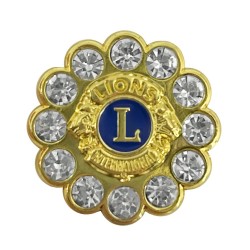 SPILLA CAMELIA CON STRASS LIONS INTERNATIONAL