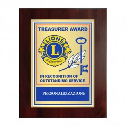 BASE IN LEGNO CON TARGA DORATA LIONS INTERNATIONAL TREASURER AWARD