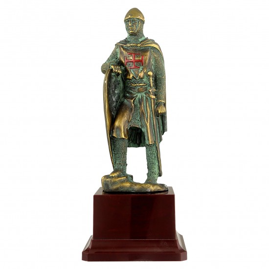 SCULTURA CAVALIERE APPOGGIATO BRONZATA - ORDINE DEL SANTO SEPOLCRO DI GERUSALEMME