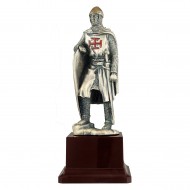 SCULTURA CAVALIERE APPOGGIATO ARGENTATA ORDINE DEL SANTO SEPOLCRO DI GERUSALEMME