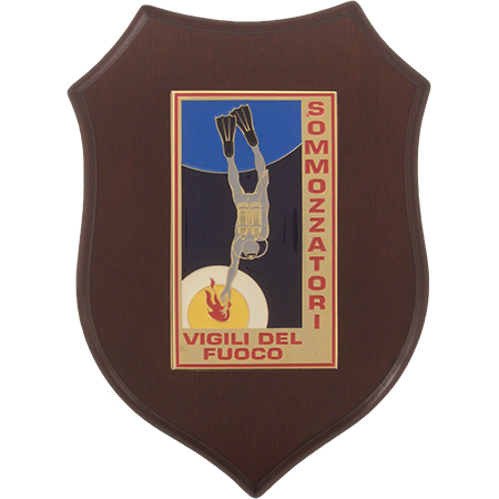 CREST IN METALLO SMALTATO BASE LEGNO 22,5X17,5CM CORPO VETERINARIO EI - 5