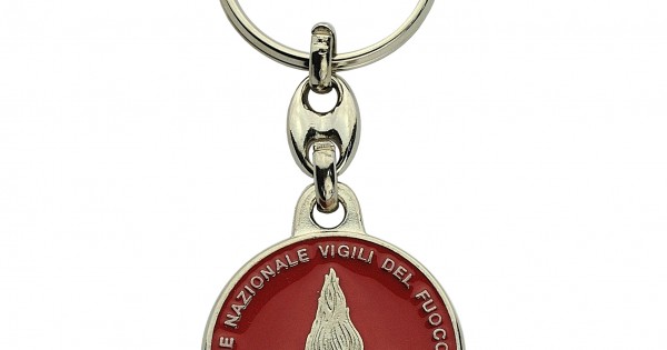 LANOLU Portachiavi pompiere, regalo per uomini, portafortuna per pompieri, in metallo, argento vintage