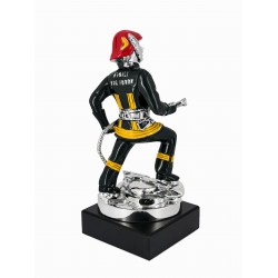 STATUINA VIGILE DEL FUOCO CASCO ROSSO h.23cm