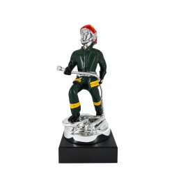 STATUINA VIGILE DEL FUOCO CASCO ROSSO h.23cm