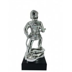 STATUINA VIGILE DEL FUOCO ARGENTATA h.23cm