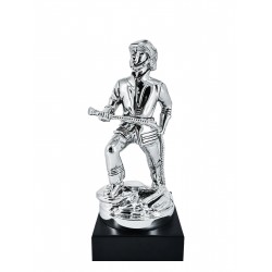 STATUINA VIGILE DEL FUOCO ARGENTATA h.23cm