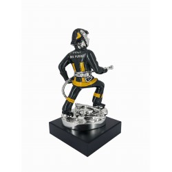 STATUINA VIGILE DEL FUOCO CASCO NERO h.23cm