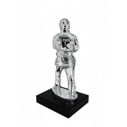 STATUINA VIGILE DEL FUOCO ARGENTATA h.34cm