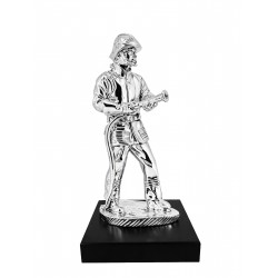 STATUINA VIGILE DEL FUOCO ARGENTATA h.34cm